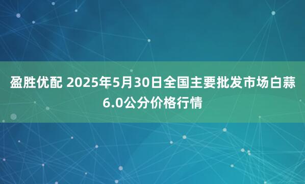 盈胜优配 2025年5月30日全国主要批发市场白蒜6.0公分价格行情