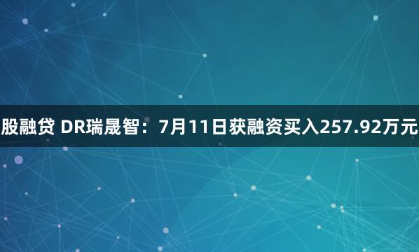 股融贷 DR瑞晟智：7月11日获融资买入257.92万元